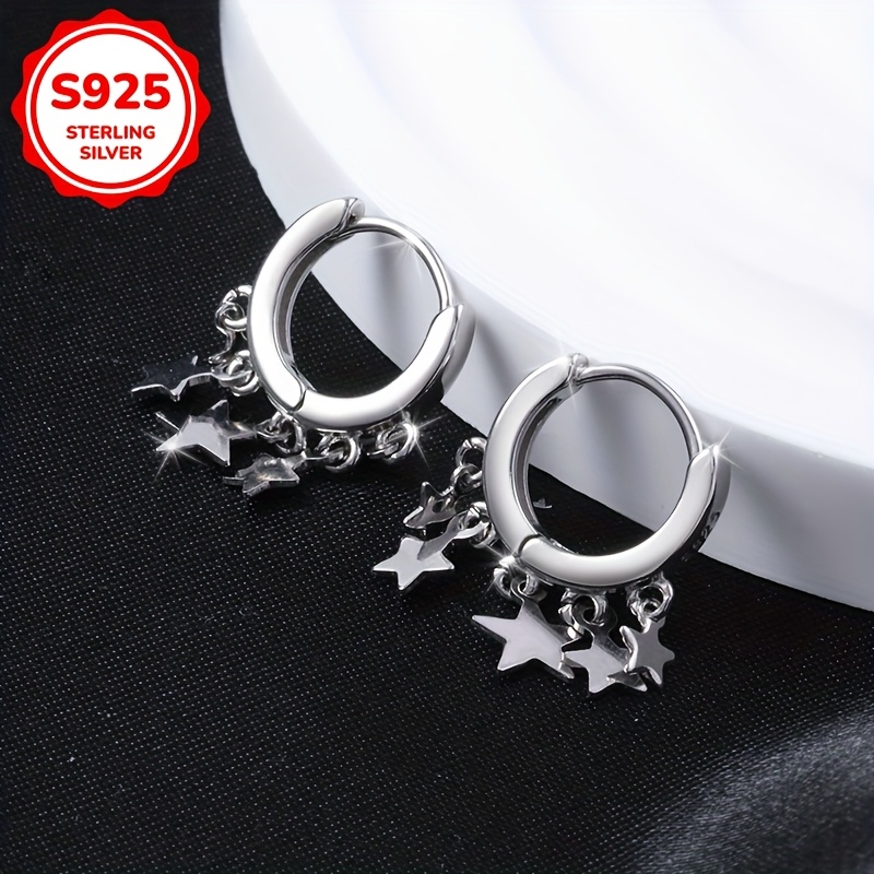 Celestial Symbol Tassel Earrings 925 Sterling Silver Lightweight