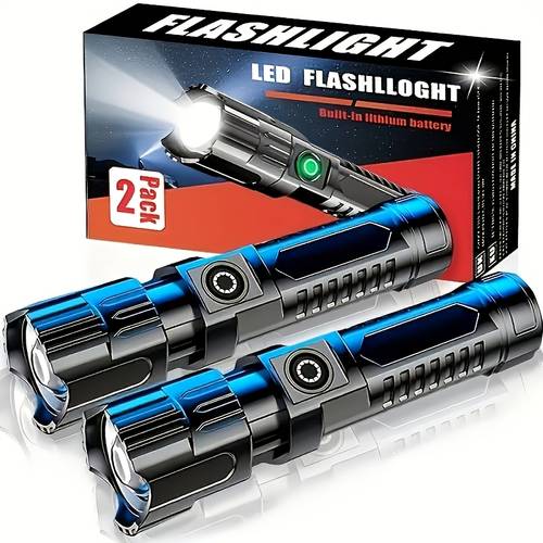 2 high power zoom flashlights outdoor multi functional portable mini retractable zoom lights for home use camping gear outdoor flashlight portable flashlight mini flashlight durable construction sturdy beam adjustable focus