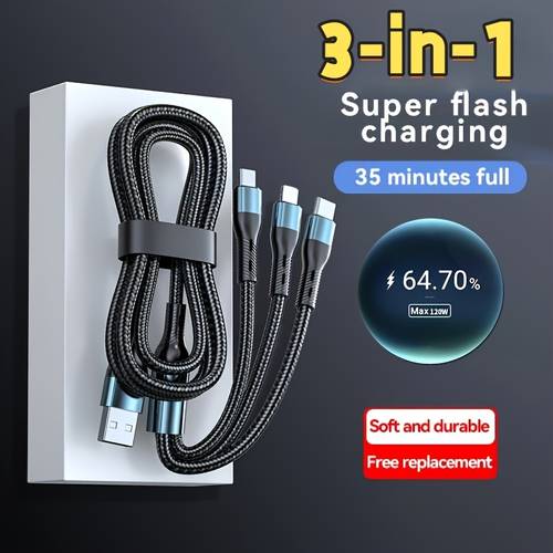 3in 1 usb fast charging cable micro usb type c cable data cord for realme samsung p50 phone usb charging cable