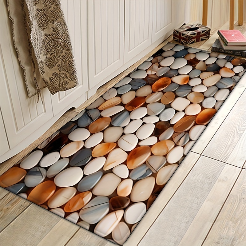 TEMU Pattern 1pc Flannel Thickness 1.2cm Feet + Silicone Bottom Doorway Bathroom Kitchen Dining Room Non-slip Standing Home