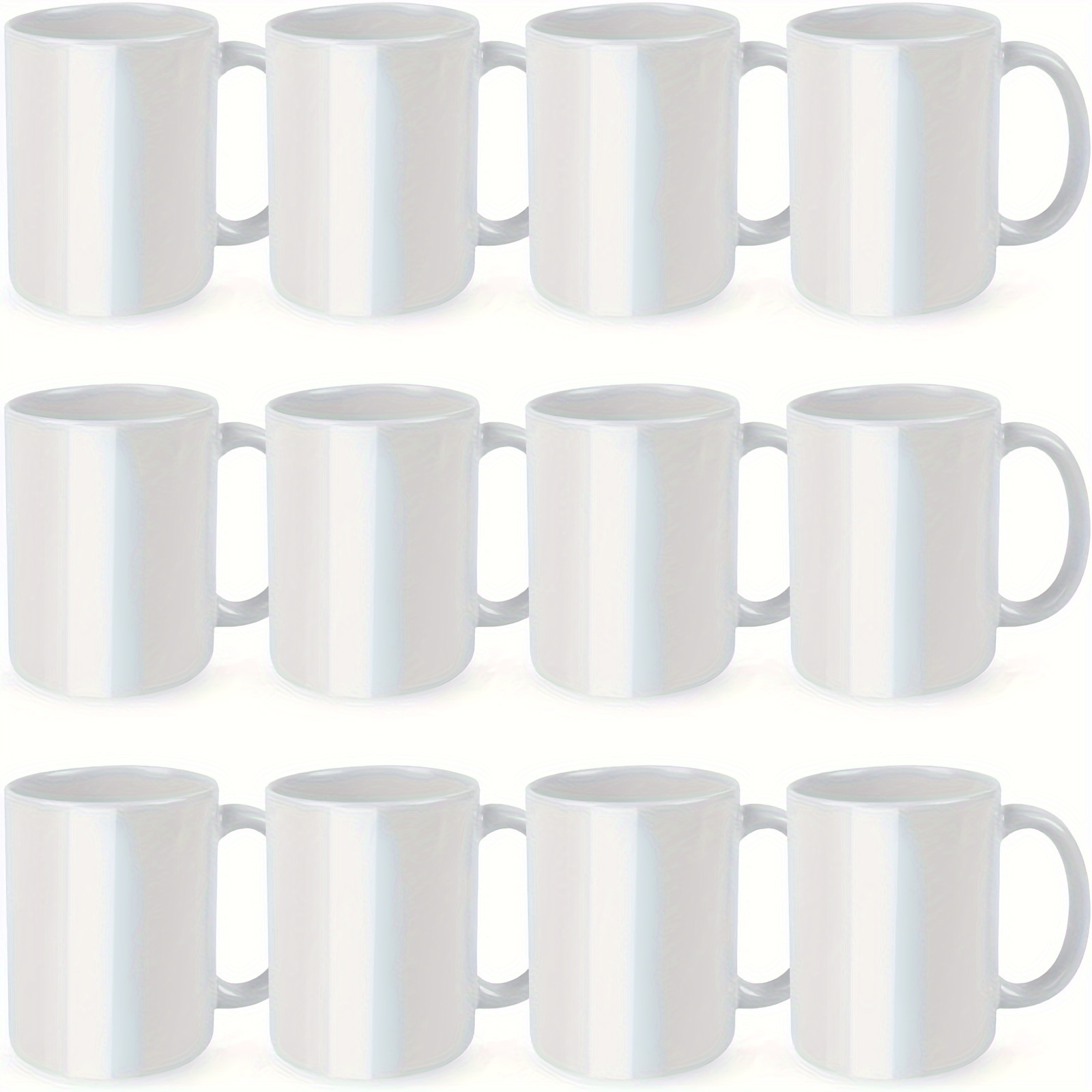 TEMU 12pcs Sublimation Mugs, Cups 11oz Sublimation Ceramic Blank Coffee Mugs, White Cups, Sulimation Blanks, Blank White Mugs