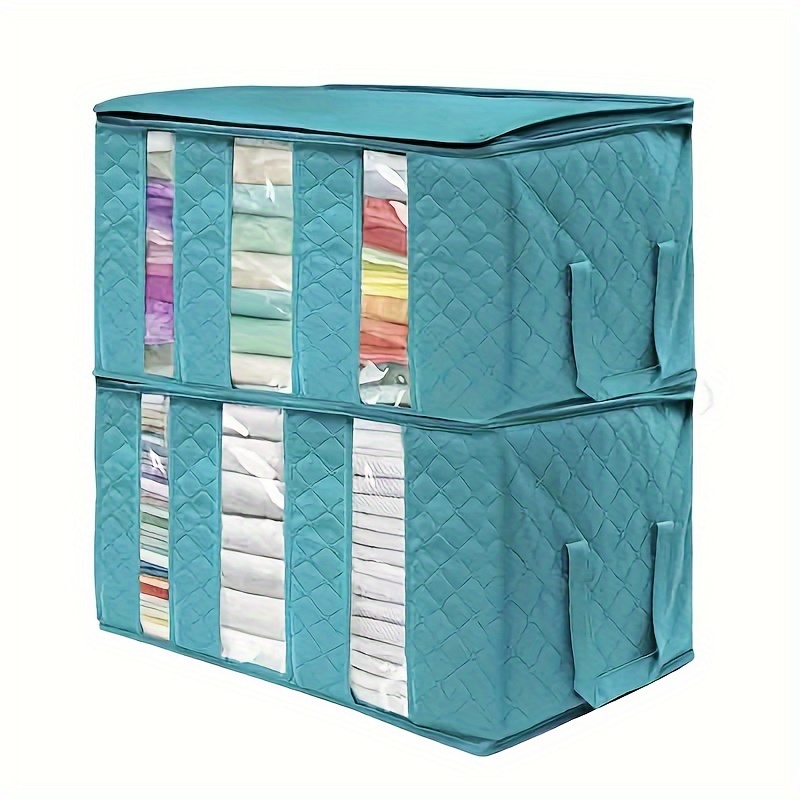 

Storage Bags 2 Pack Clothes Storage Bins Foldable Closet Organizer Foldable Storage Bag Containers With Clear Window For Clothing, Blanket, Bedding, Bed Sheets