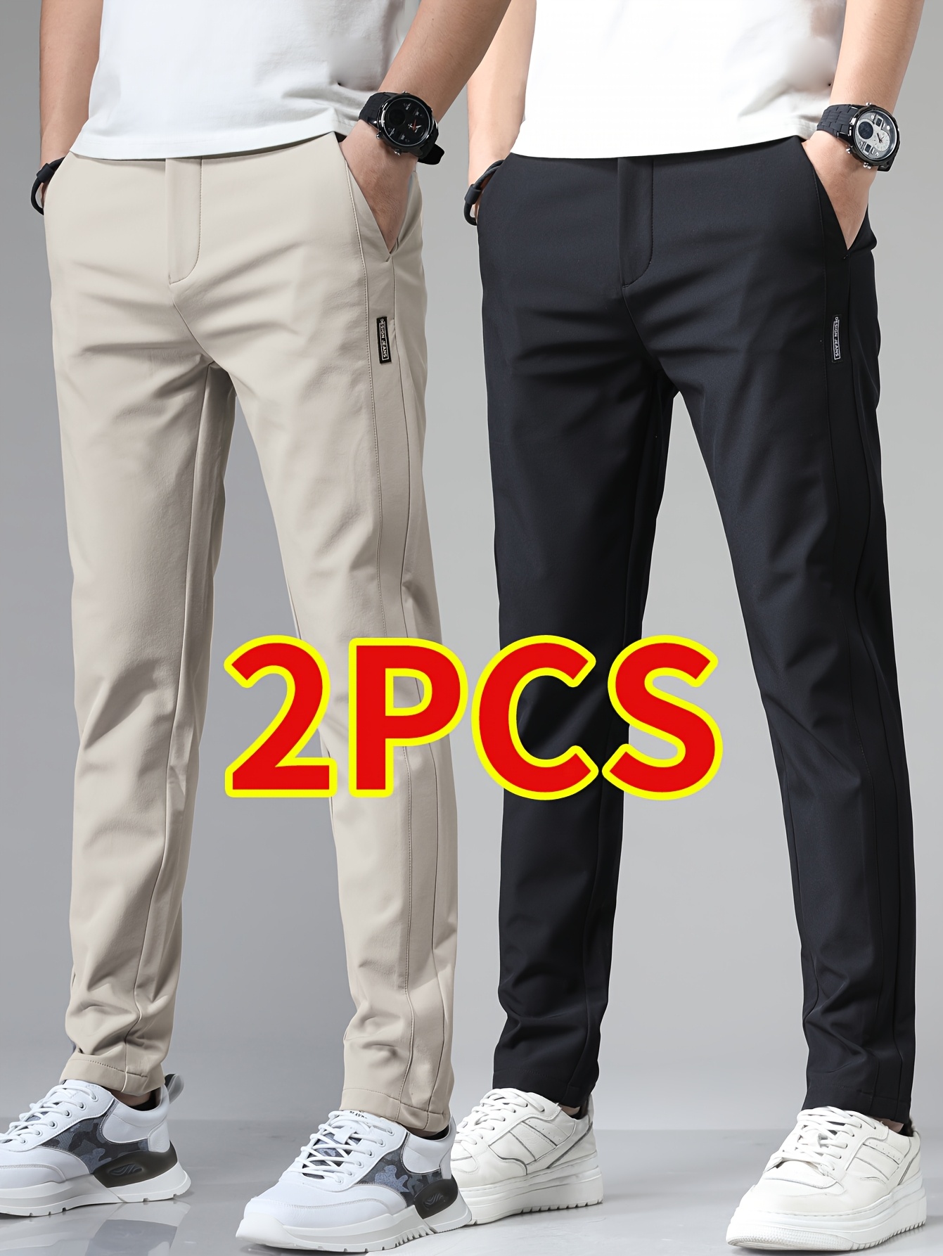 men s 2pcs ice silky casual pants 2025 summer lightweight trendy versatile trousers