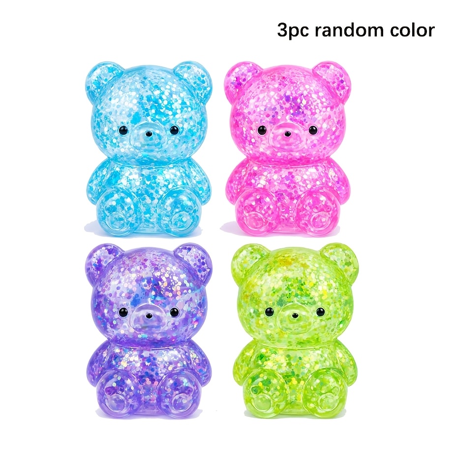 Image of 3pcs Glitter , Mini Slow Rising Toys, Soft Fidget Toys For Relief, Party Favors, Classroom Prizes, Random Color