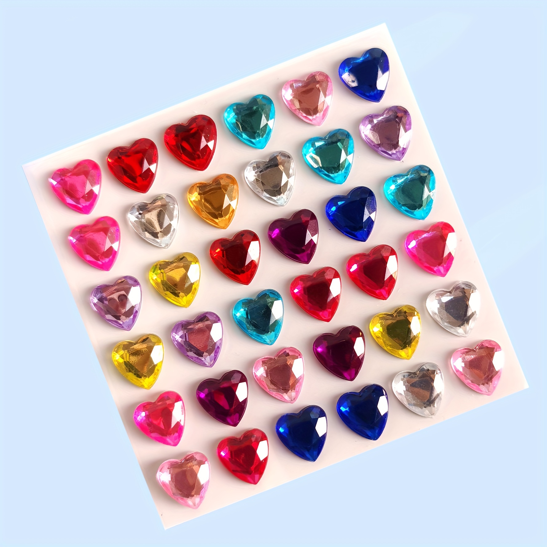 

36pcs Colorful Love Heart Self-adhesive Dress Up Gem Rhinestones Stickers, Diy Fossil Makeup Hair Accessories Nail Decoration Stickers, Can Be Used For Face, Hair, Nails, Cards, Gift Packaging