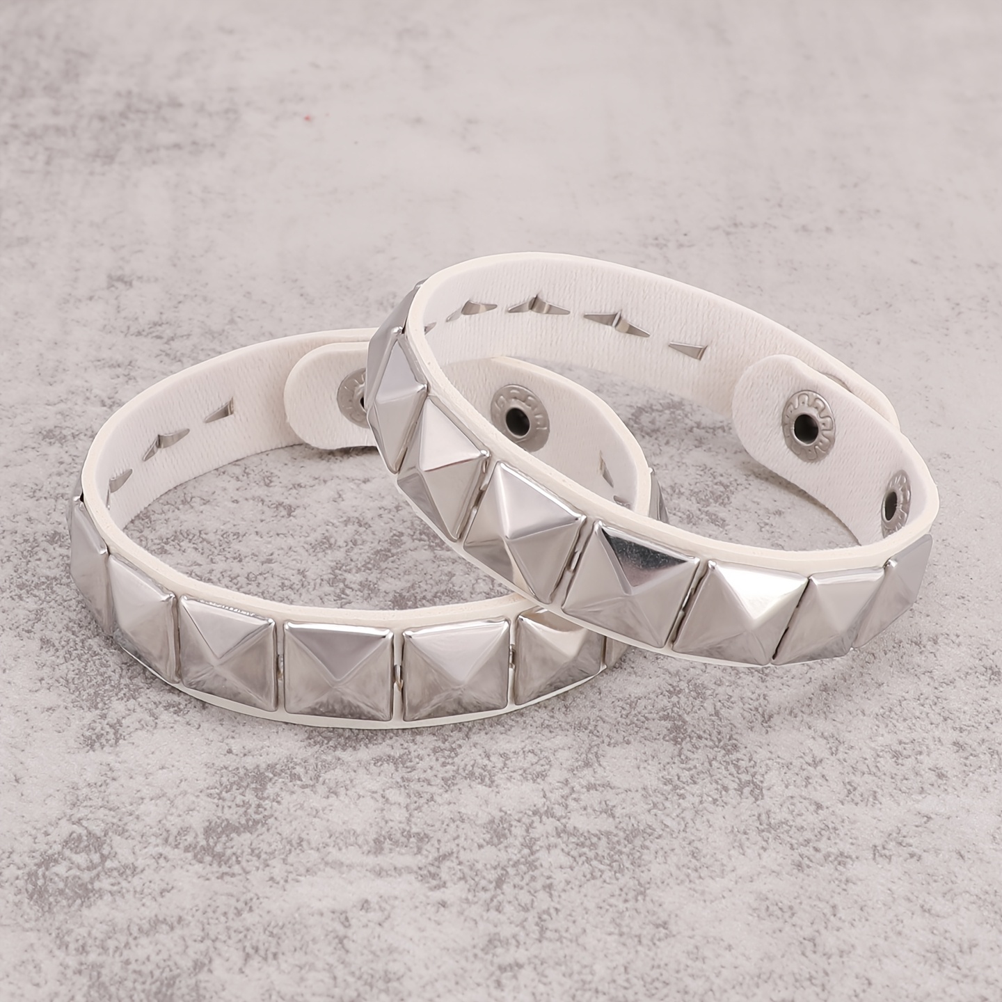 2pcs Gothic PU Cuff Bracelet Set, Y2K Street Rock Style