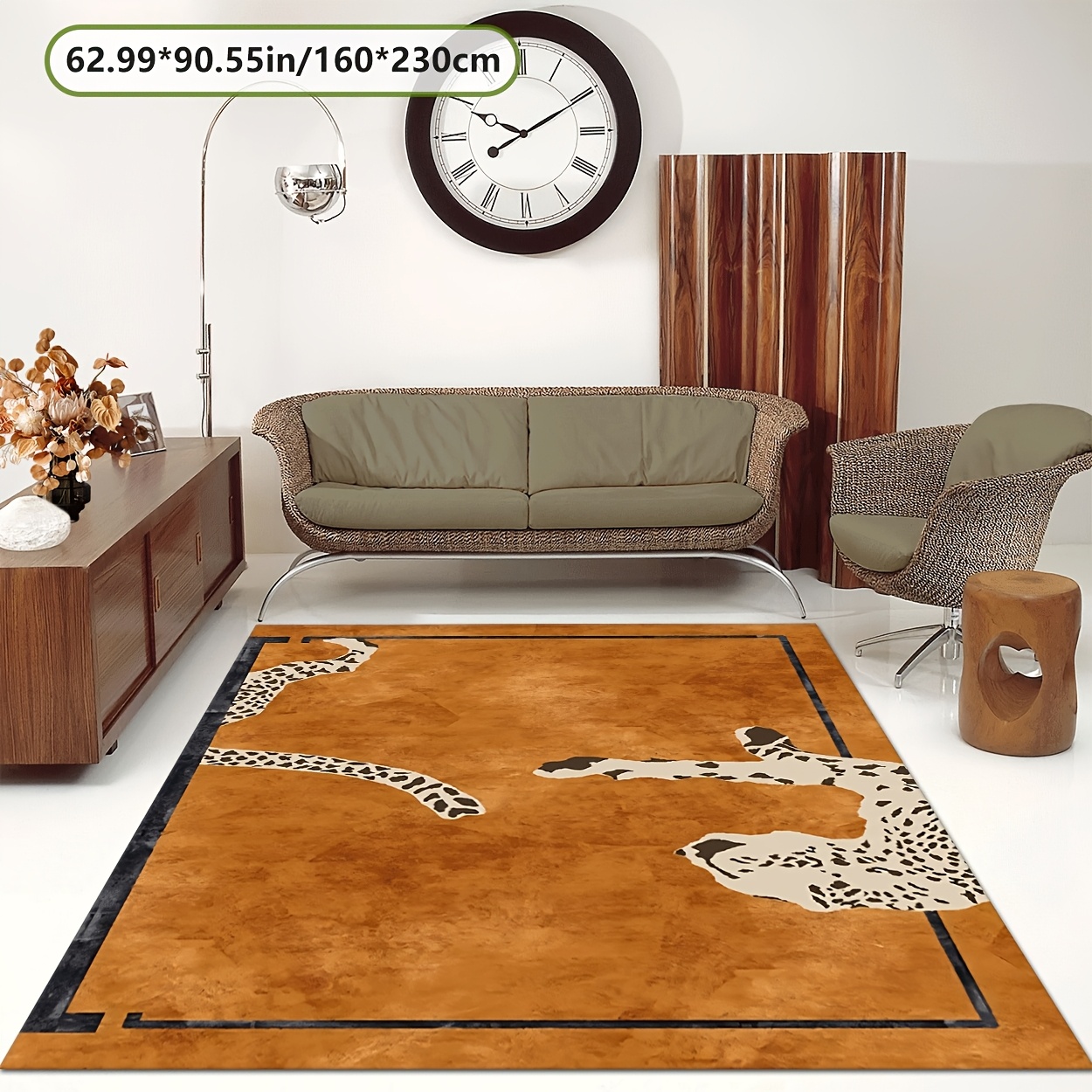 TEMU Zulida Modern Leopard Print Carpet - Heavyweight Low-pile Suitable For /outdoor Use, Jumbo Sizes , Easy Clean & -slip, Luxury Mat For Bedroom,,