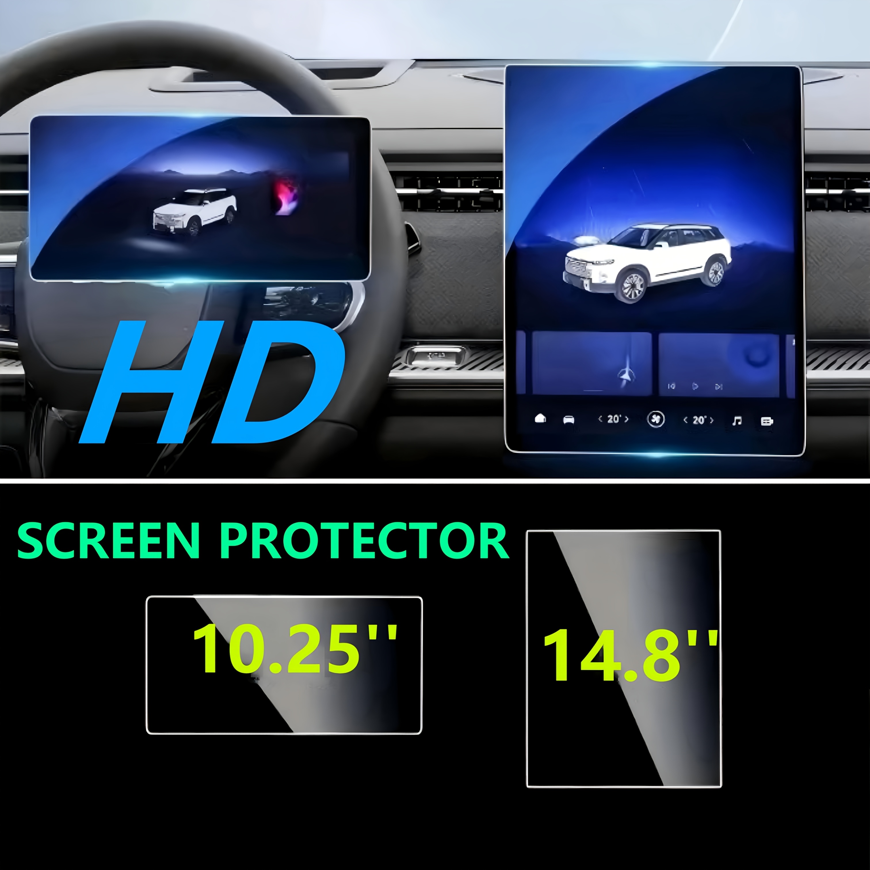 TEMU Juego de 2 piezas para Chery J7 2024 2025 2026: Protector de pantalla de 14.8'' + protector de pantalla de instrumentos de 10.25'', 9H, ajuste