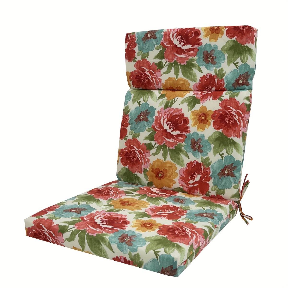 TEMU 1pc Outdoor/indoor High Back Cushions Patio Seasonal Replacement Rocking Chair Cushion With Back Elastic, Random Geometry Patterns Flower Leaf