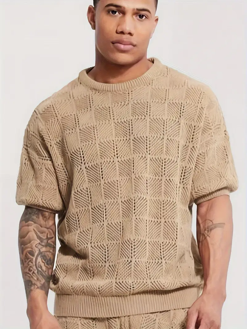 Solid Color Openwork Round Neck Sweaters Solid Color Openwork Round Neck Sweaters