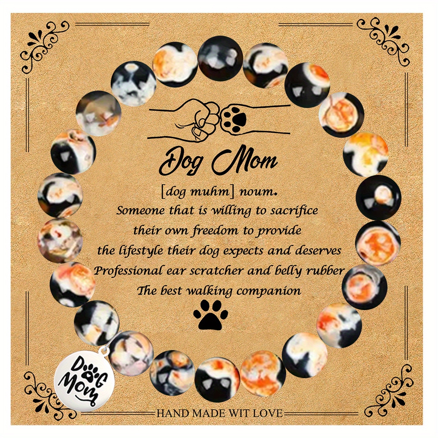 Dog Mom Bracelet with Gift Card for Valentine's Day