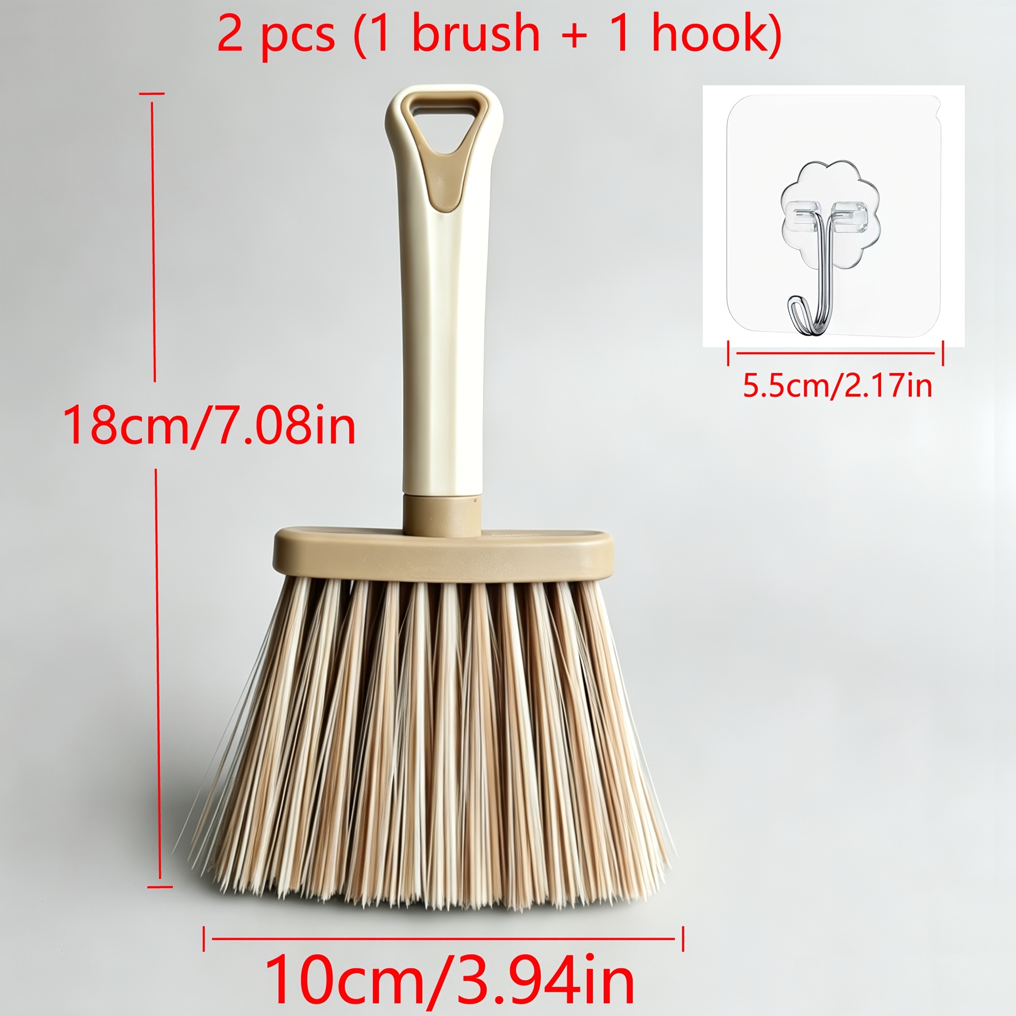 TEMU 2pcs Set (one Brush + 1 Hook) - Multi-functional Household Brush, Creative Mini Desktop Broom, Household Keyboard Brush, Cleaning Brush, Soft