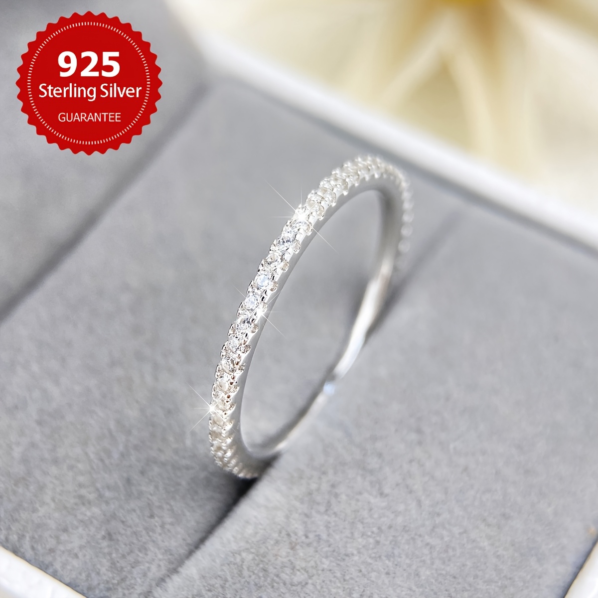 shiny engagement rings women real s925 sterling silvery Temu