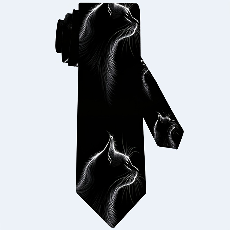 TEMU 1pc, Cat Pattern Print Necktie, Perfect For Parties, Holidays, And Casual Attire, Accessory | Stylish Tie-perfect Gift For Men