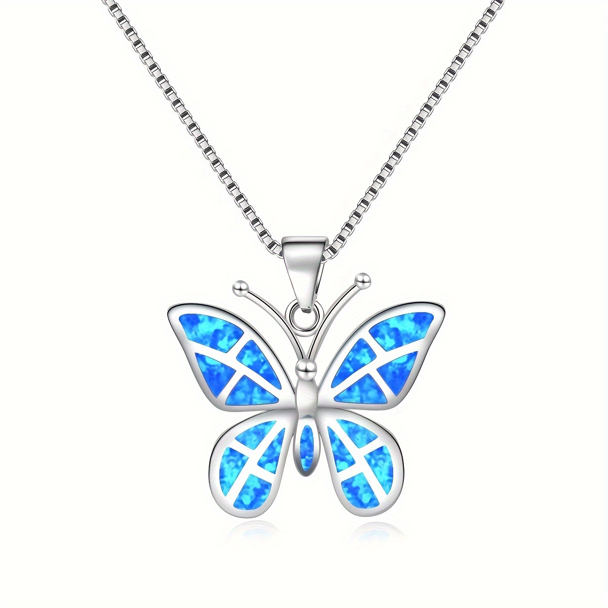

Ocean Style Blue Butterfly Pendant Necklace Vintage Style Copper Neck Chain Jewelry Animal Theme