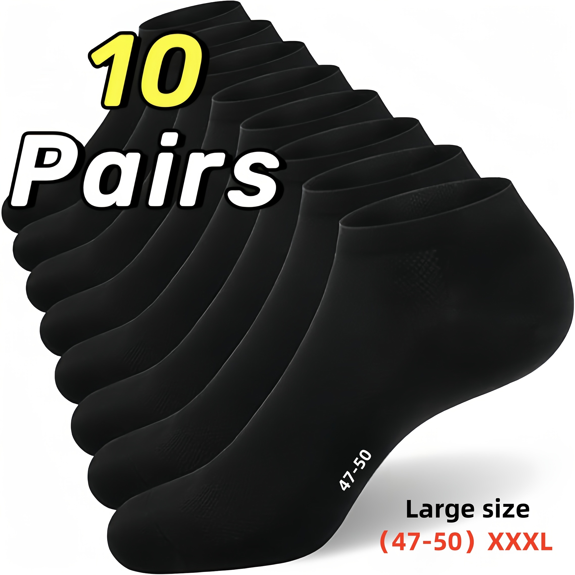 E-shop 10 Paar Herren Oversized Socken in Größen 47-50, mit atmungsaktivem Mesh für ohne zu zeigen