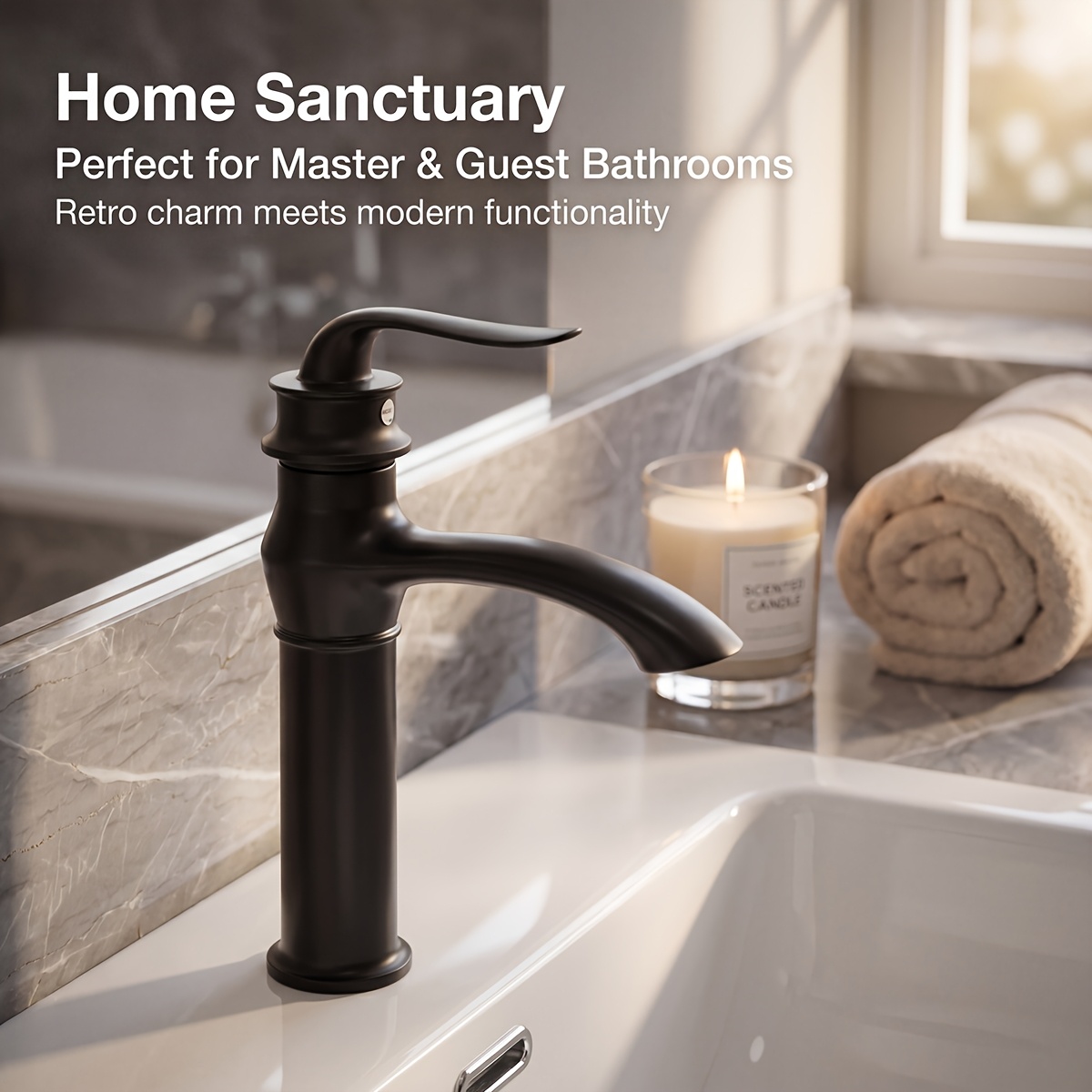 Black Matte Basin , Light Luxury Decorative Hot and Cold Dual Control Countertop Bathroom