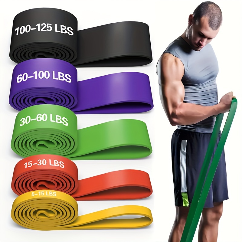 

5pcs Stackable Resistance Bands Set, Tpe Exercise Bands With Medium Tension Level For Home Gym Workout, Yoga, Fitness Gear - Black, Yellow, Green