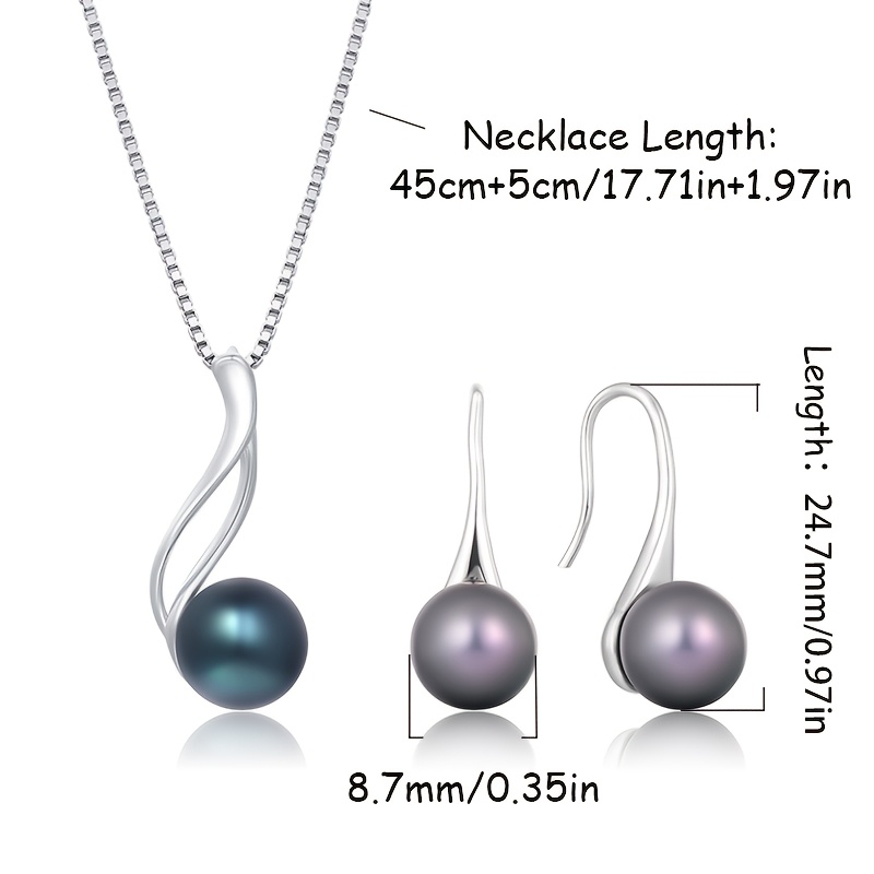 Image of Elegant 925 Silver Women's Jewelry Set Female Jewelry Light 2pcs Set Necklace + Earrings Fashion Elegant Charm Style Give Her Mother's Day Valentine's Day Christmas With Exquisite Gift Box