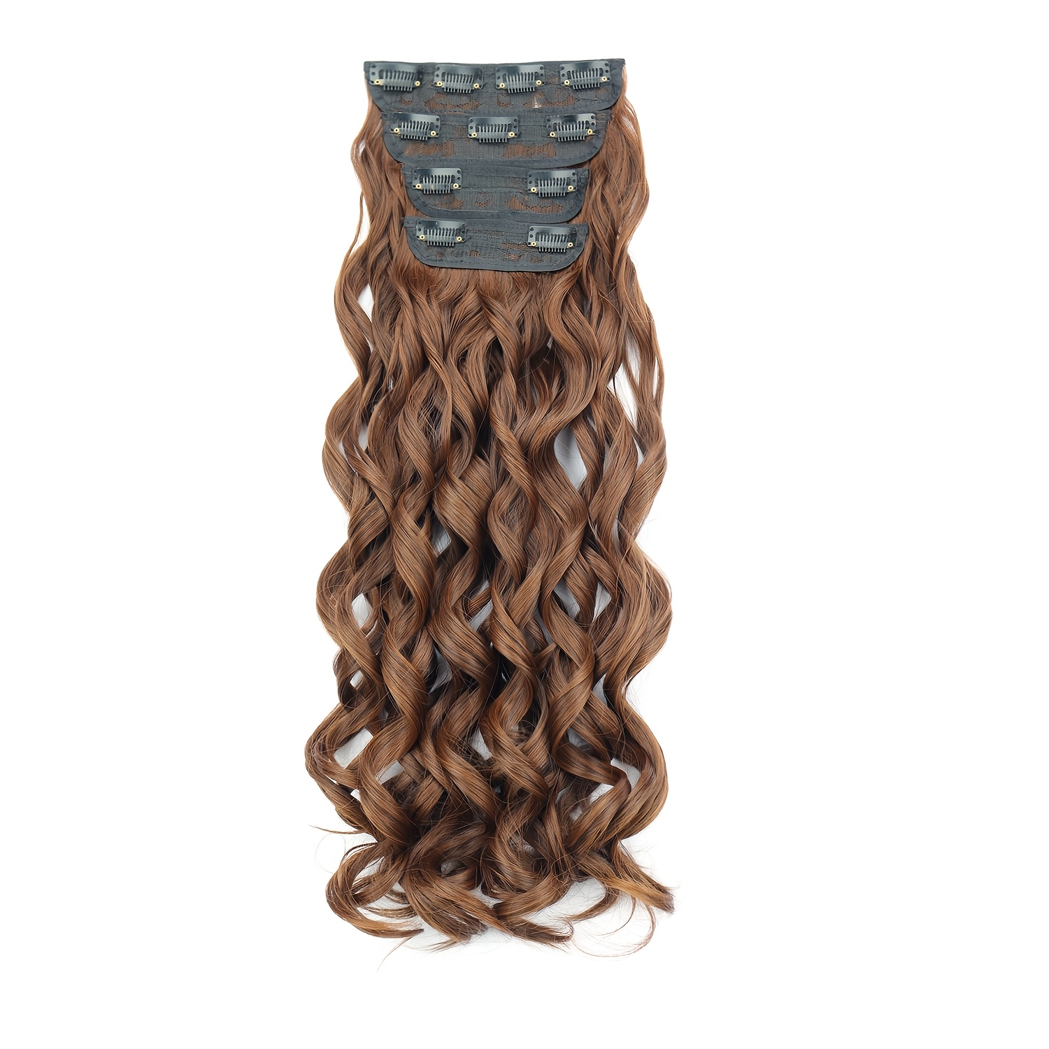 4pcs clip in hair extensions 20 inch long wavy synthetic fiber wigs body wave style for   for daily use and halloween celebrations   use elegant wavy hair synthetic fiber wigs hair wigs details 3