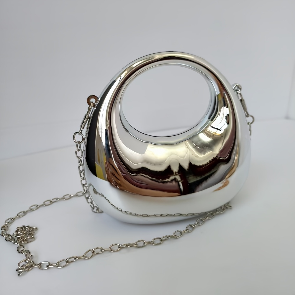 TEMU 1pc Sparkly Evening Bag, Stylish Crescent-shaped Mini Lightweight Women's Clutch. Suitable For Carrying Lipstick, , And Earphones. Used As A