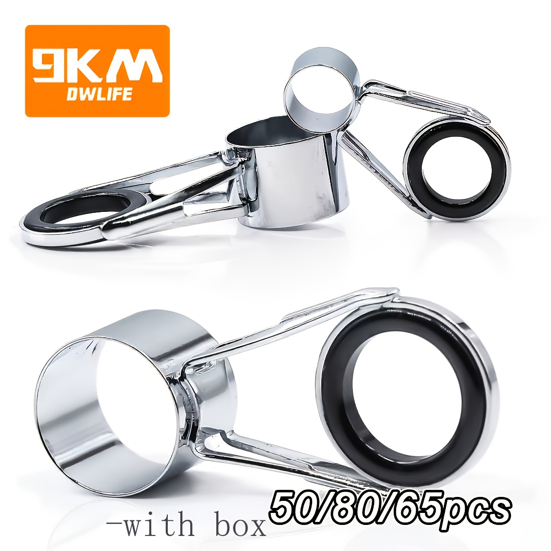 9KM 50/65/80pcs Fishing Rod Guide Stainless Steel Fishing Rod Repair Kit  Replacement Wear Resistant Ceramic Ring Casting Spinning Rod Guides