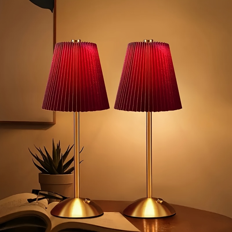 TEMU 2pcs Led Metal Table Lamp -fabric Shade Desk Lamp, Usb Charging Ports, 3-way Dimmable Led Desk Lamp For Bedroom Nightstand, Study Table Lamp,