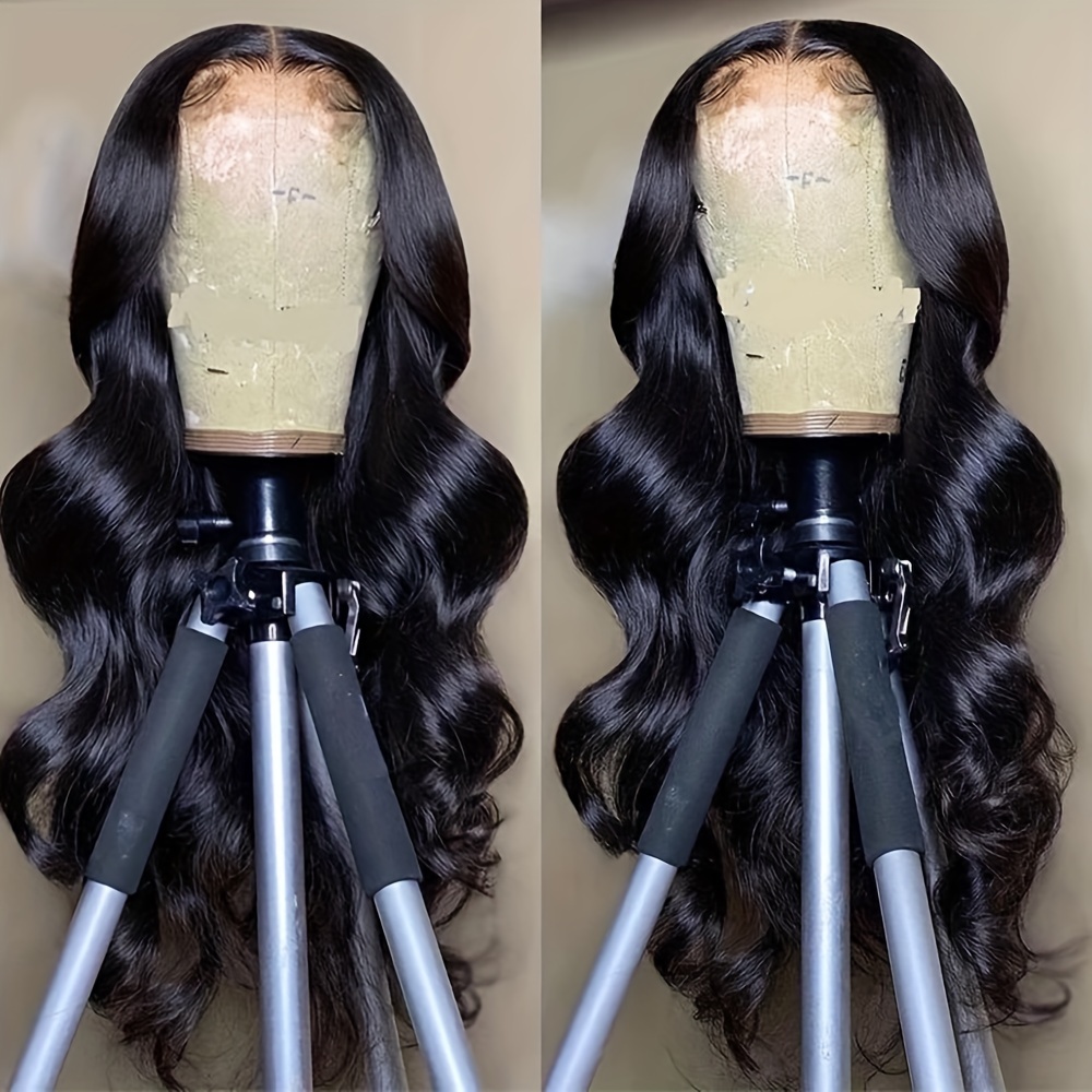 TEMU Luxurious 26" Wave Lace Front Wig For Women - Hd Glueless, Heat-resistant Synthetic Hair Middle Part, For All Head Types - Daily Use &