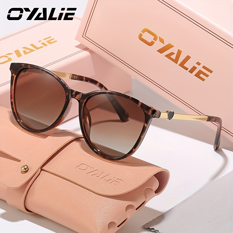 OYALIE Women's Retro Cat Eye Fashion Glasses, Trendy Design with Love embellished Metal Legs, Suitable for Daily Wear and Party Use