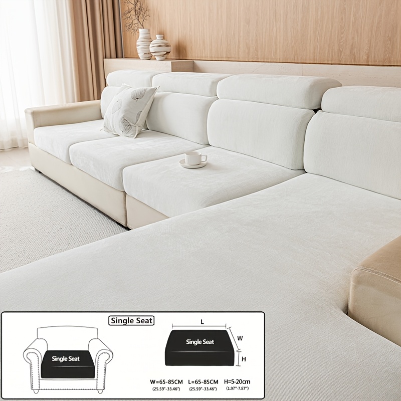 TEMU 1pc High-elasticity Solid Color Chenille Sofa Slipcover, Full-coverage Fitted Anti-slip And Cat-scratch-resistant Sofa Protector. Suitable For ,
