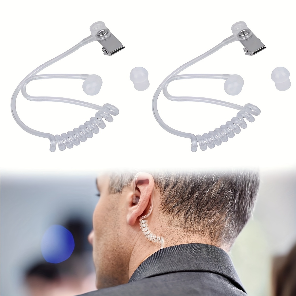 

2pcs In-ear Headphones, Security Earphones, Secret Stage Performance Prop, Replacement Acoustic Tube For Wireless Headphones (transparent)