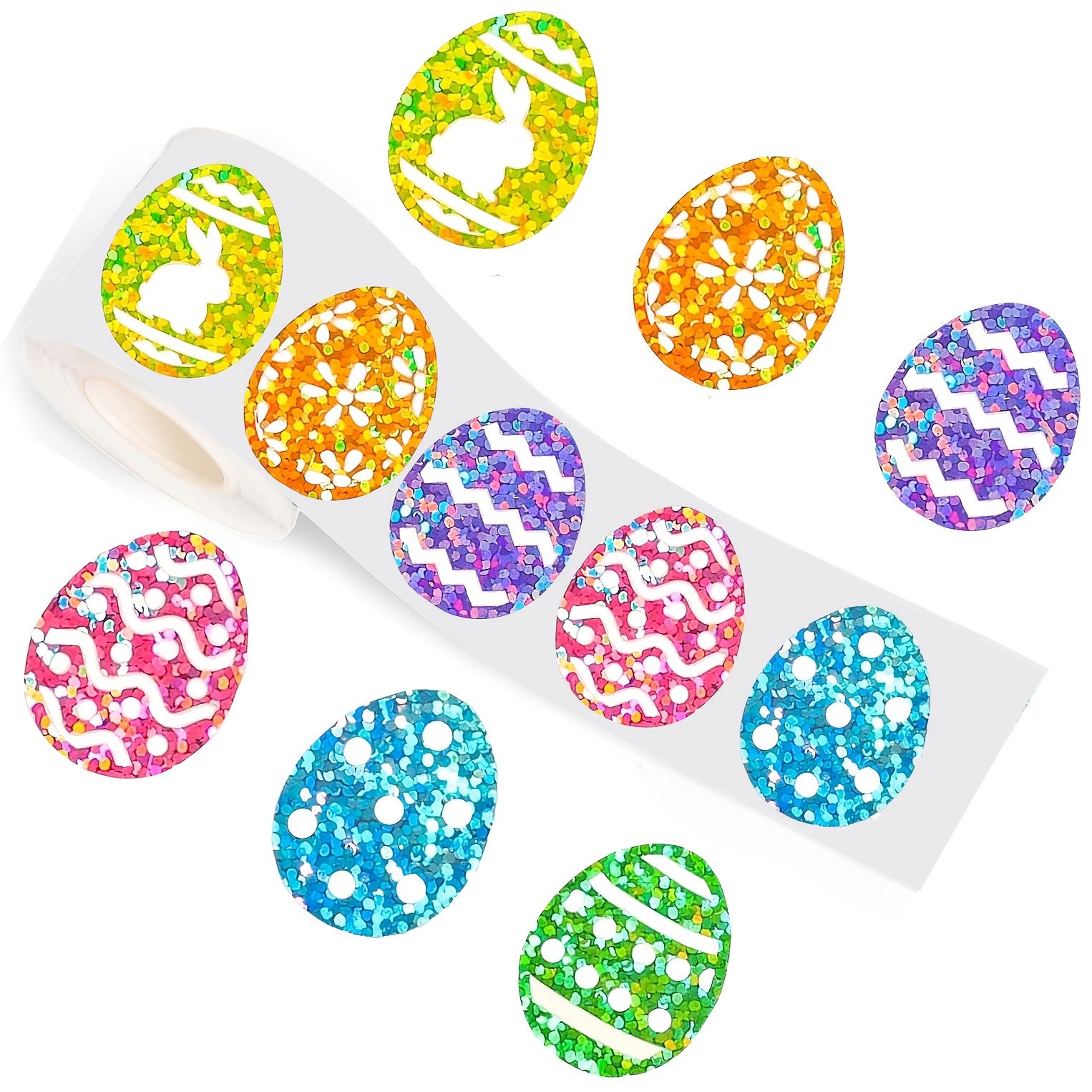 Image of 500pcs Stickers | Holographic Seal Stickers, Sparkly Colorful, Rabbit, Self-adhesive Decals For Spring Holiday Envelope Journal Decor, Made Of Paper