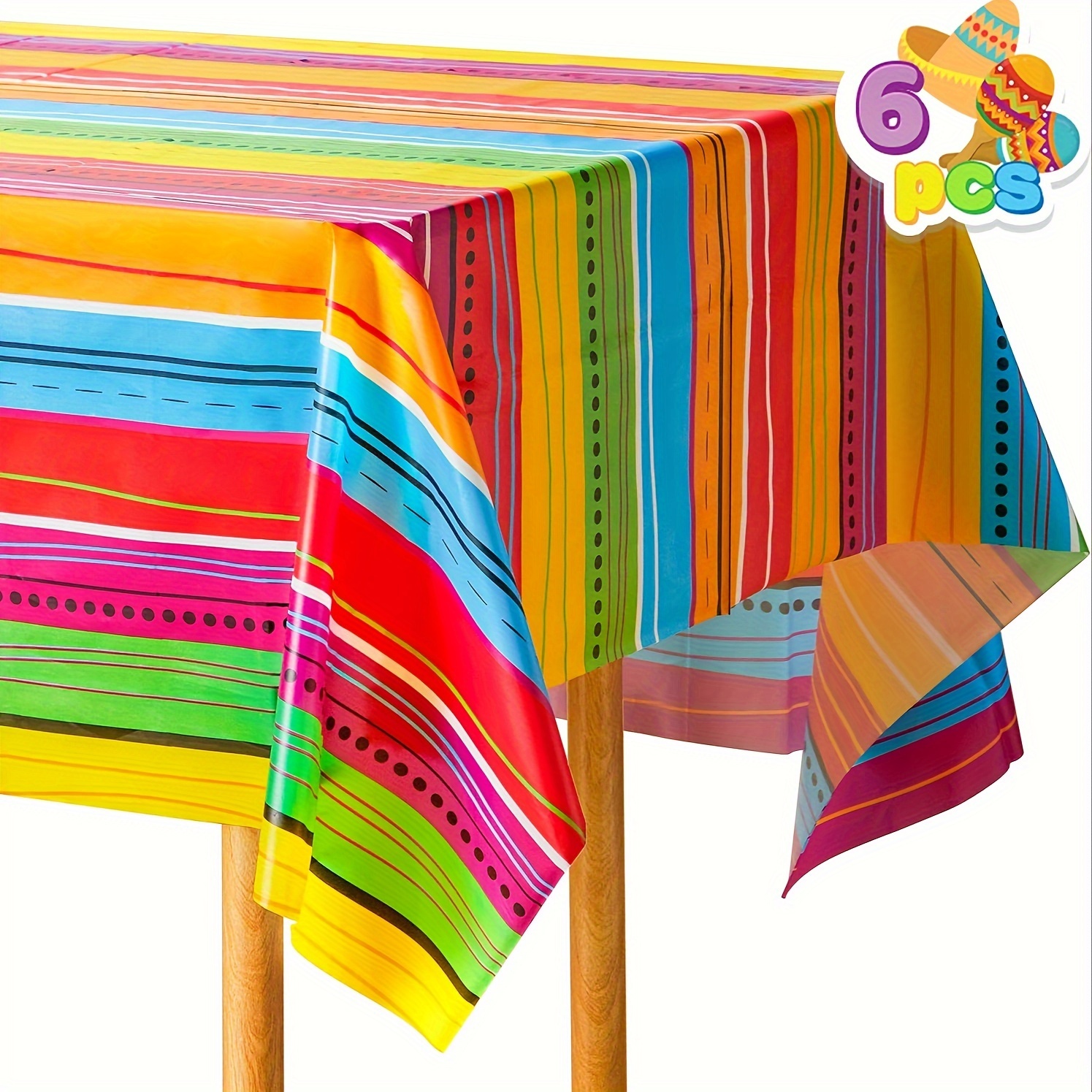 

1pc Colorful Plastic Tablecloths For Mexican Independence Day & Day Of The Dead Carnival Parties, Durable Waterproof Table Covers, 54x108 Inches Festive Multi-colored Decor