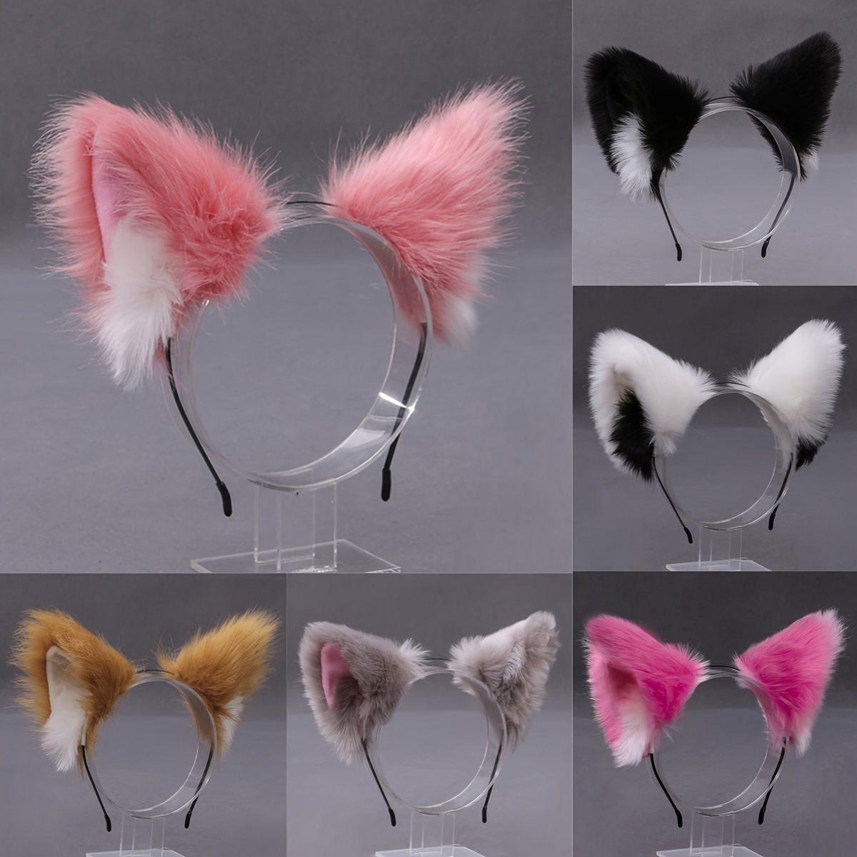 

Cute Car Ears Headband Fluffy Head Hoop Anime Cosplay Costume Hair Accessories For Women Female Photo Props