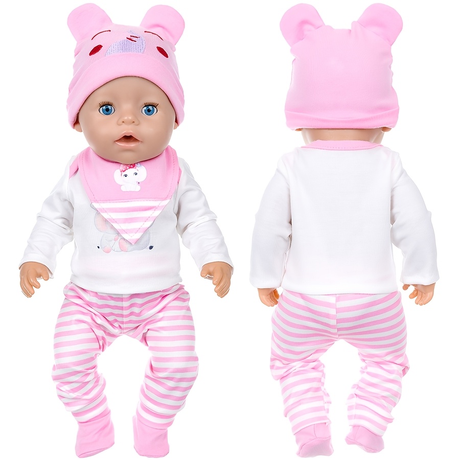 Rosa Elefanten-Set Puppenkleidung für 43cm/17-Zoll-Puppen, Inklusive Wasserhandtücher, Hüte und Socken, Das Beste Geschenk zum Kindertag, Ohne Puppen