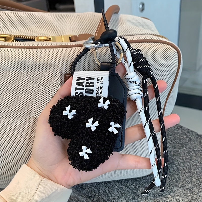 TEMU New Cartoon Bow Pendant For Women Couple Artificial Lamb Down Handbag Hanging Gift Decoration Additions