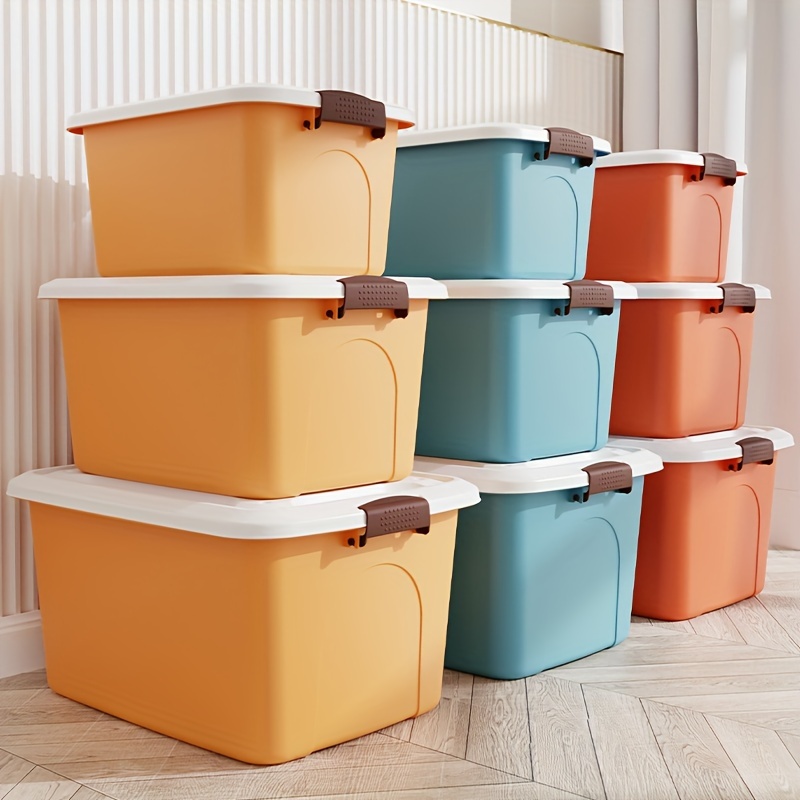 item picture 5pcs set colorful stackable storage boxes with locking lids multipurpose for car trunk wardrobe   storage for shelf organization contemporary style by  