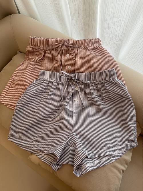 item picture 2pcs set home shorts casual striped pants