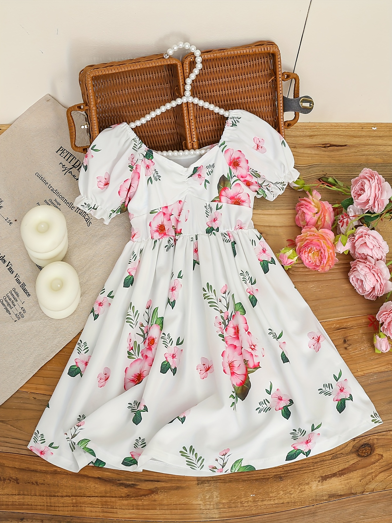 open lace back dress Smocked Tea Party Pink Dress