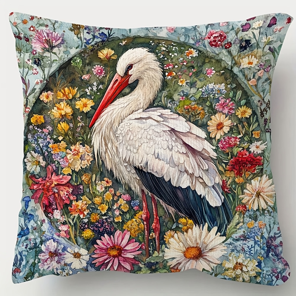 

1pc Elegant & Floral Watercolor Throw Pillow Cover 18x18" - Super Soft Short Plush, Double-sided Print, Zippered, Machine Washable For Living Room & Bedroom Decor - Luxurious Fluffy , No Insert