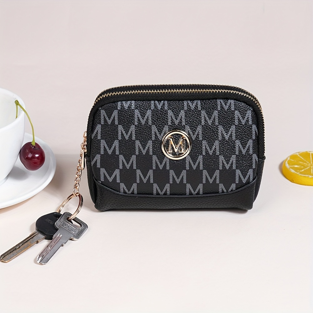 Image of Luxury Texture Letter Print Hardware Easy Double Zipper Multi-card Slot Key Chain Portable Men Women Universal Coin Purse Halloween Christmas Gift