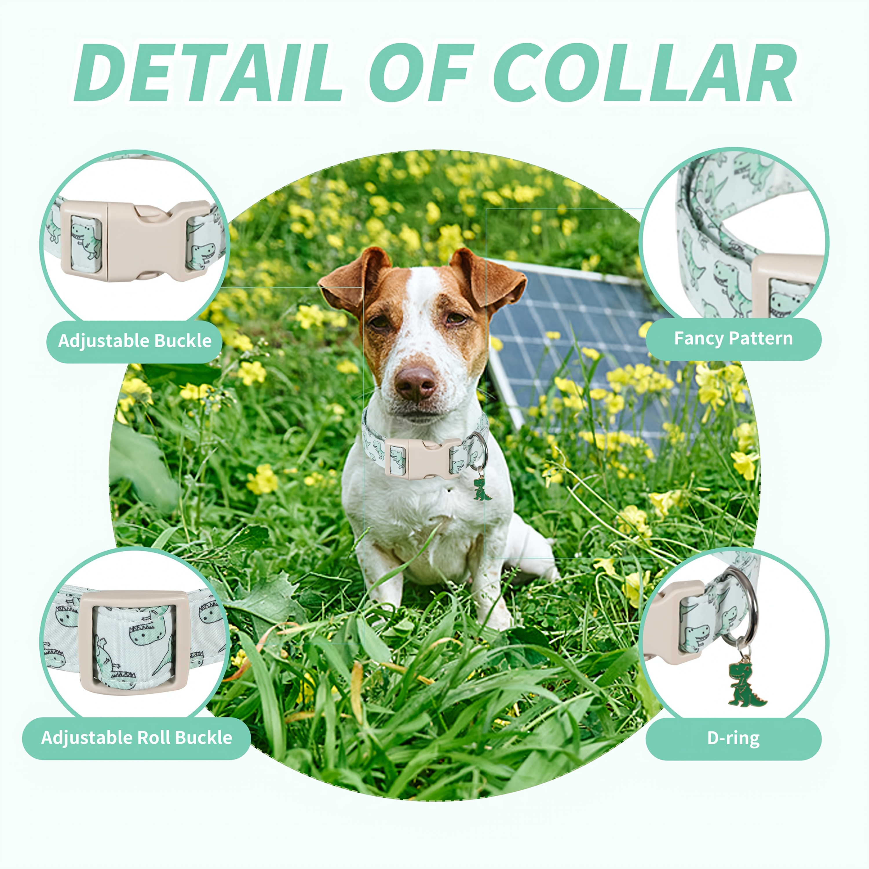 Dragon Dog Collar, Soft Adjustable Fabric Collar for All Dog Sizes