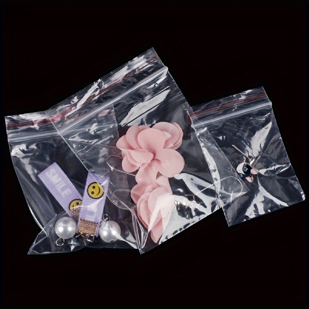 100pcs/Bag Clear Plastic Resealable Cellophane Bags, Zip Lock Seal, Contemporary Style, Home Kitchen Storage Organizer, Plastic Material, for Baskets, Boxes, Containers, Storage Bins for Home Organization, Baskets, Bins & Containers for Home Organization