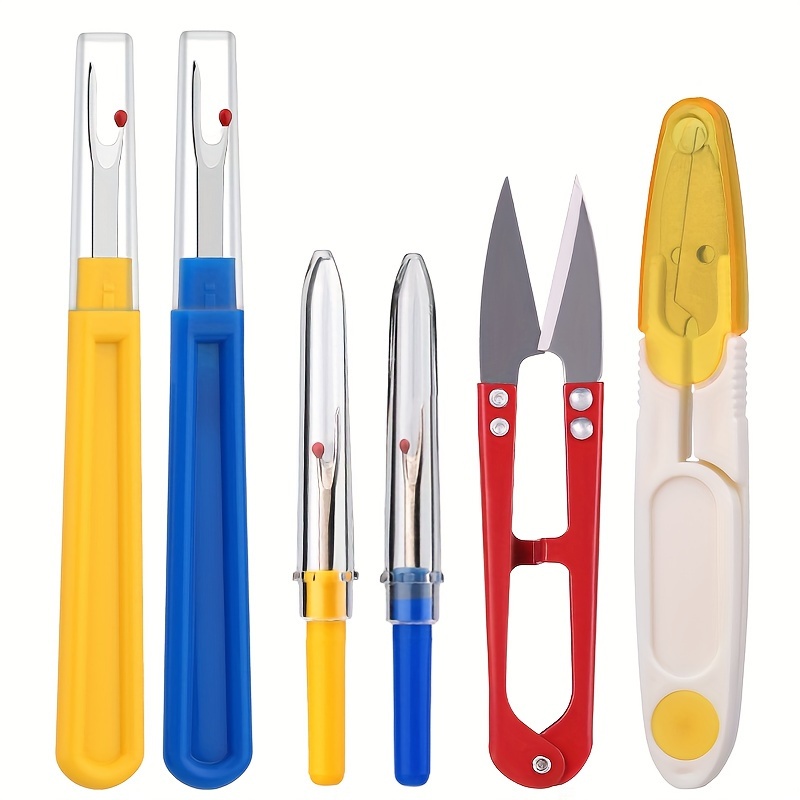 

6-piece Sewing Essentials Set: Stitch Remover, Seam Ripper Tools, And Thread Cutter - Durable Crafting Supplies