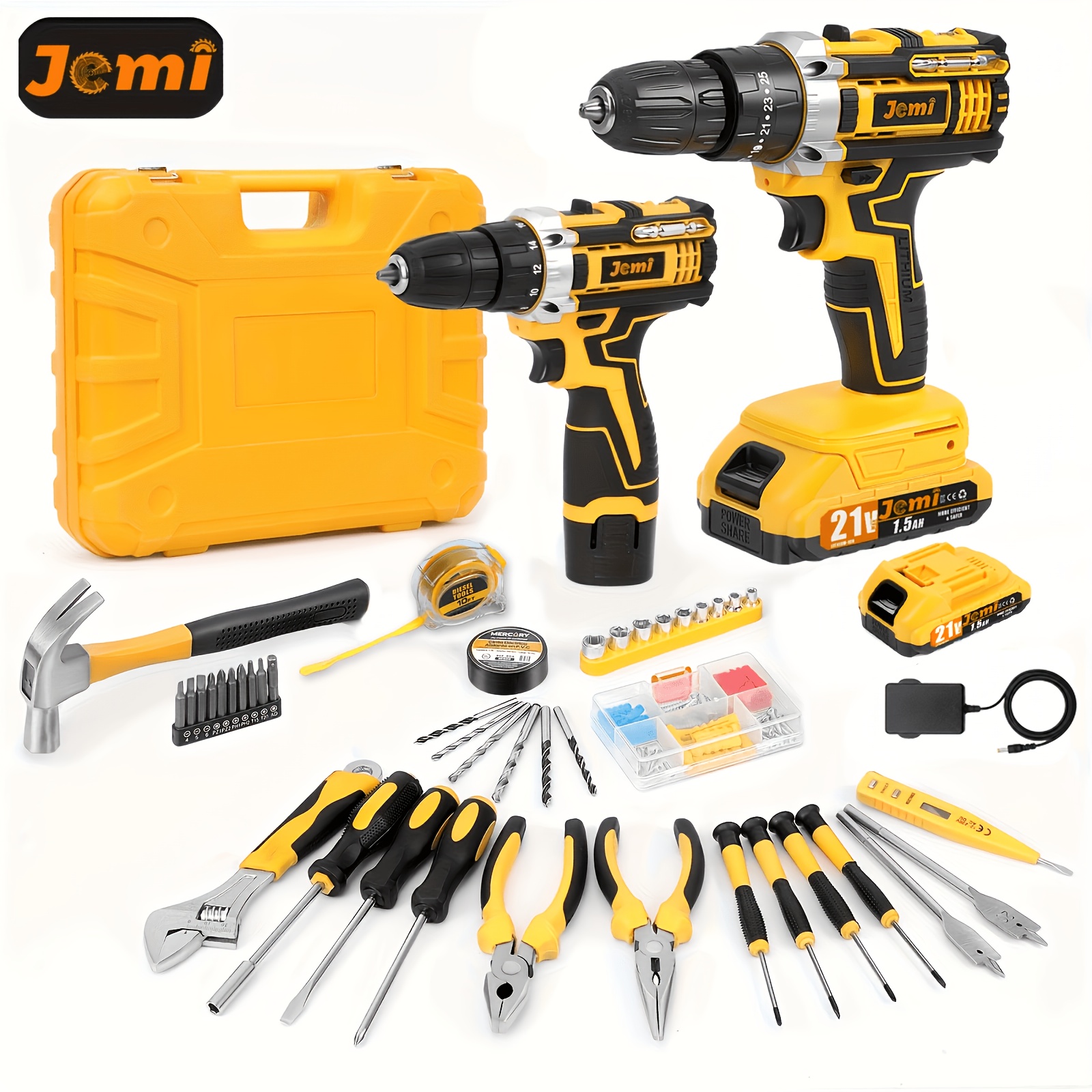   tool 12v 21v cordless drill set 1 2 battery 45nm impact drill 25 3 torque setting with led light 42 accessory combinations       with a portable plastic box suitable for diy projects