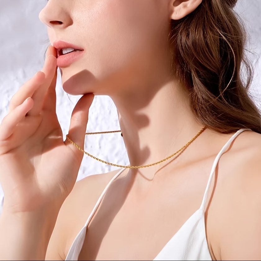 S925 Sterling Silver Collarbone Chain Rope & Twisted Chain Design