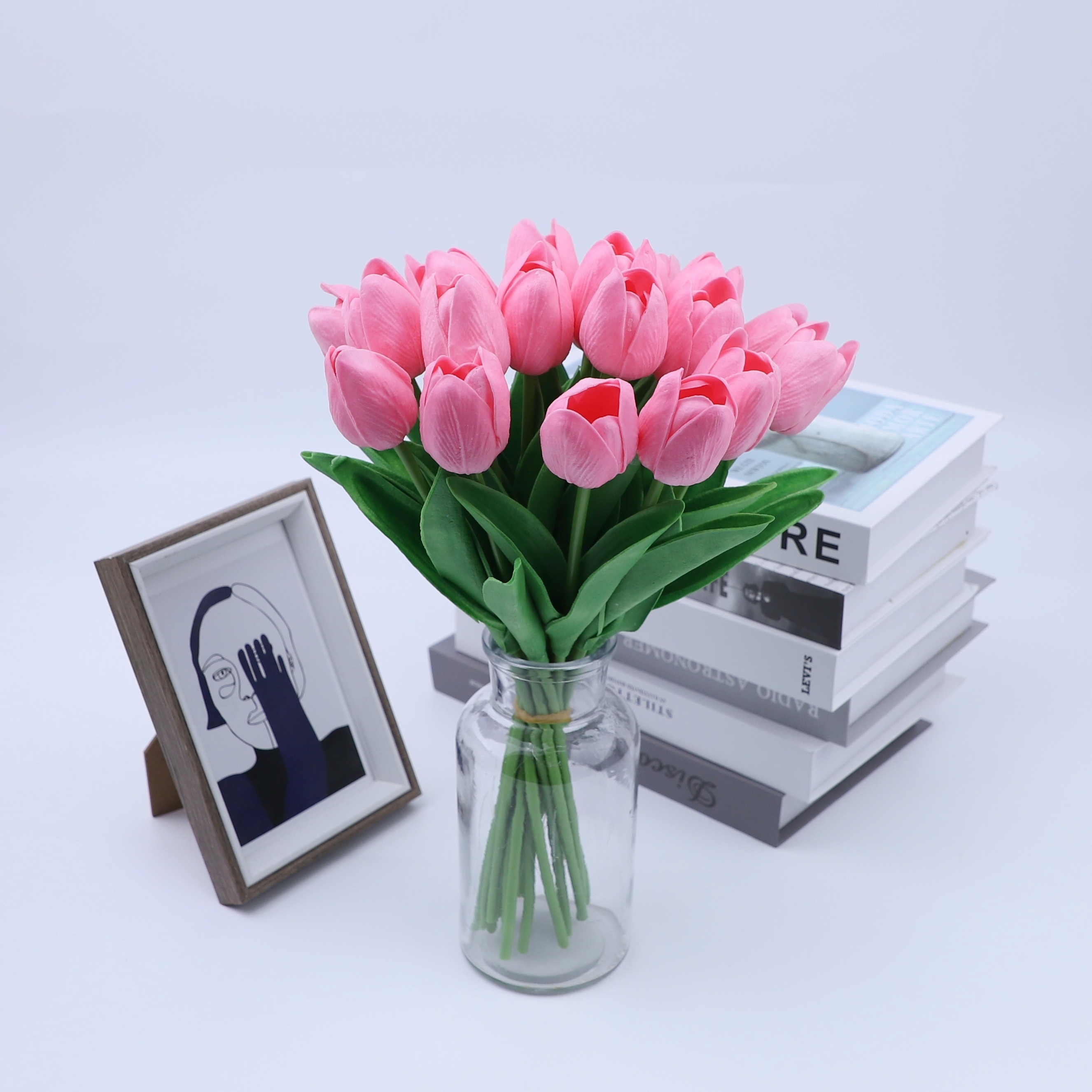 20pcs Tulips Artificial Flowers Real Touch Fake Tulips Fake Flowers for Decoration 13.5 inch Faux Tulips Faux Flowers Bulk Artificial Tulips Flowers