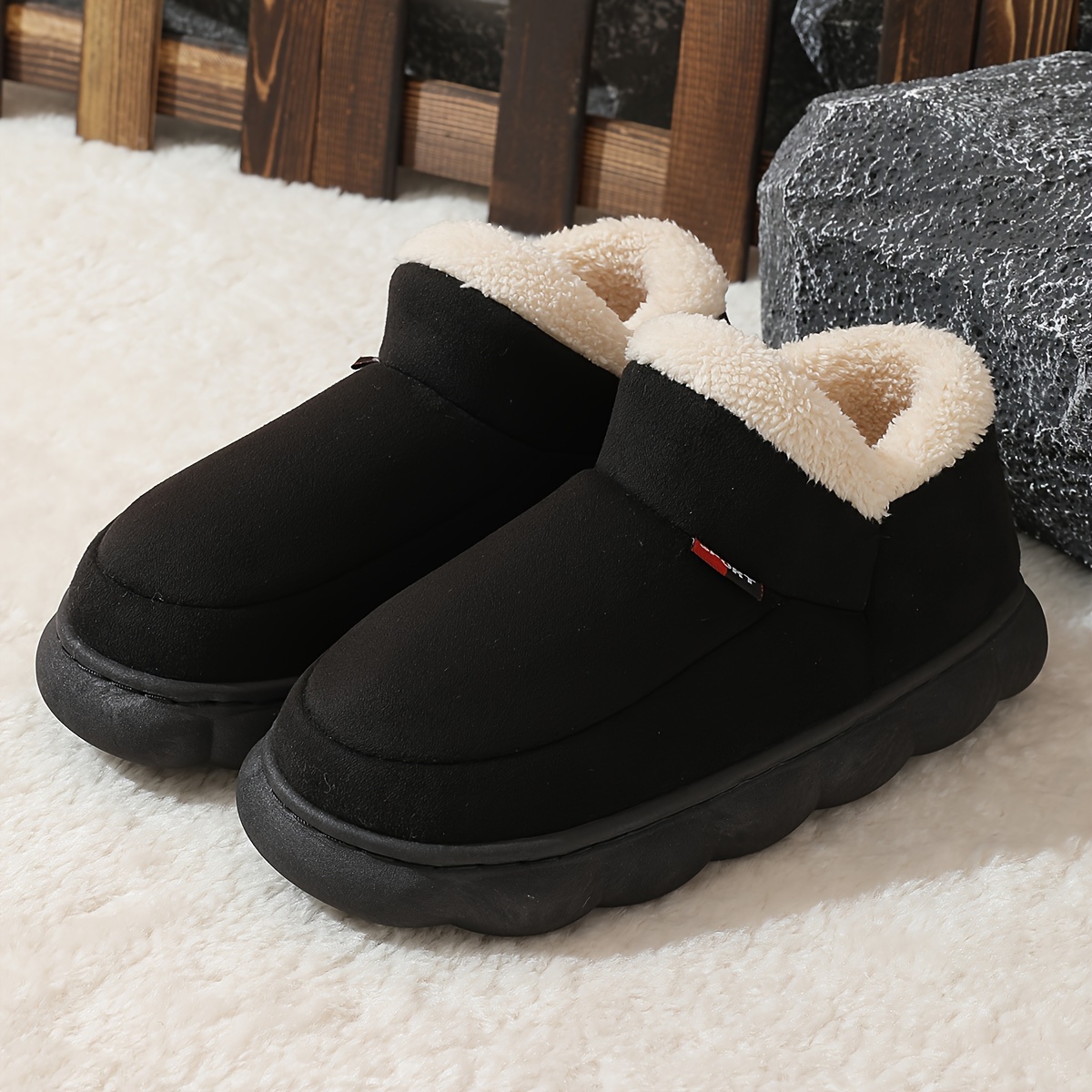 high quality winter viscose shoes for middle aged and elderly people featuring thick soles non slip design and warm lining suitable for indoor use     plush couple slippers for postpartum care Product details 9