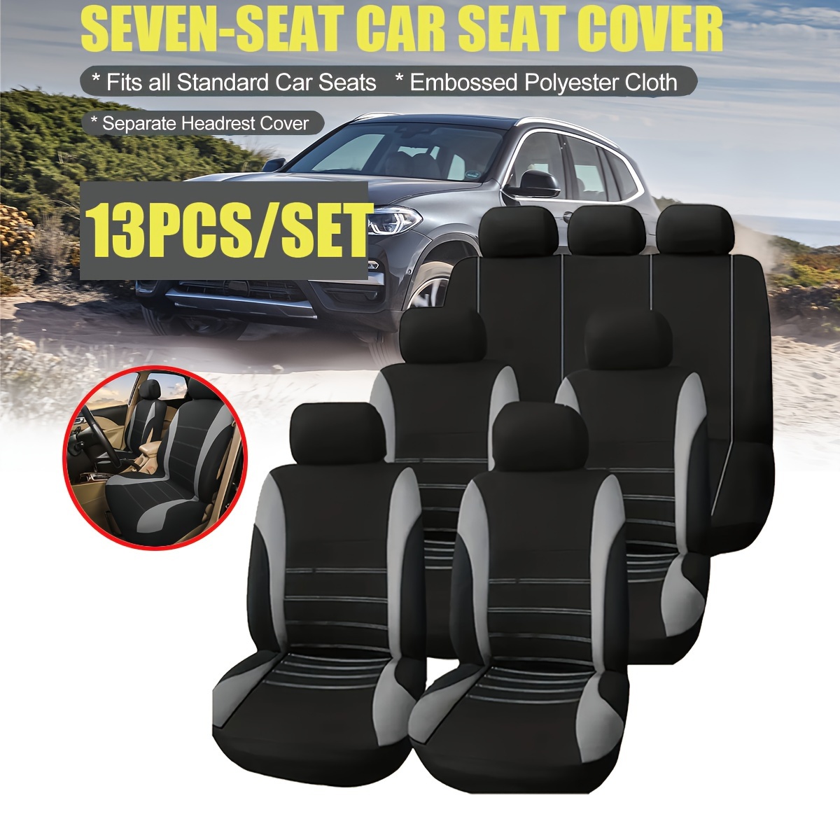 seat covers set polyester knitted design 7 Temu