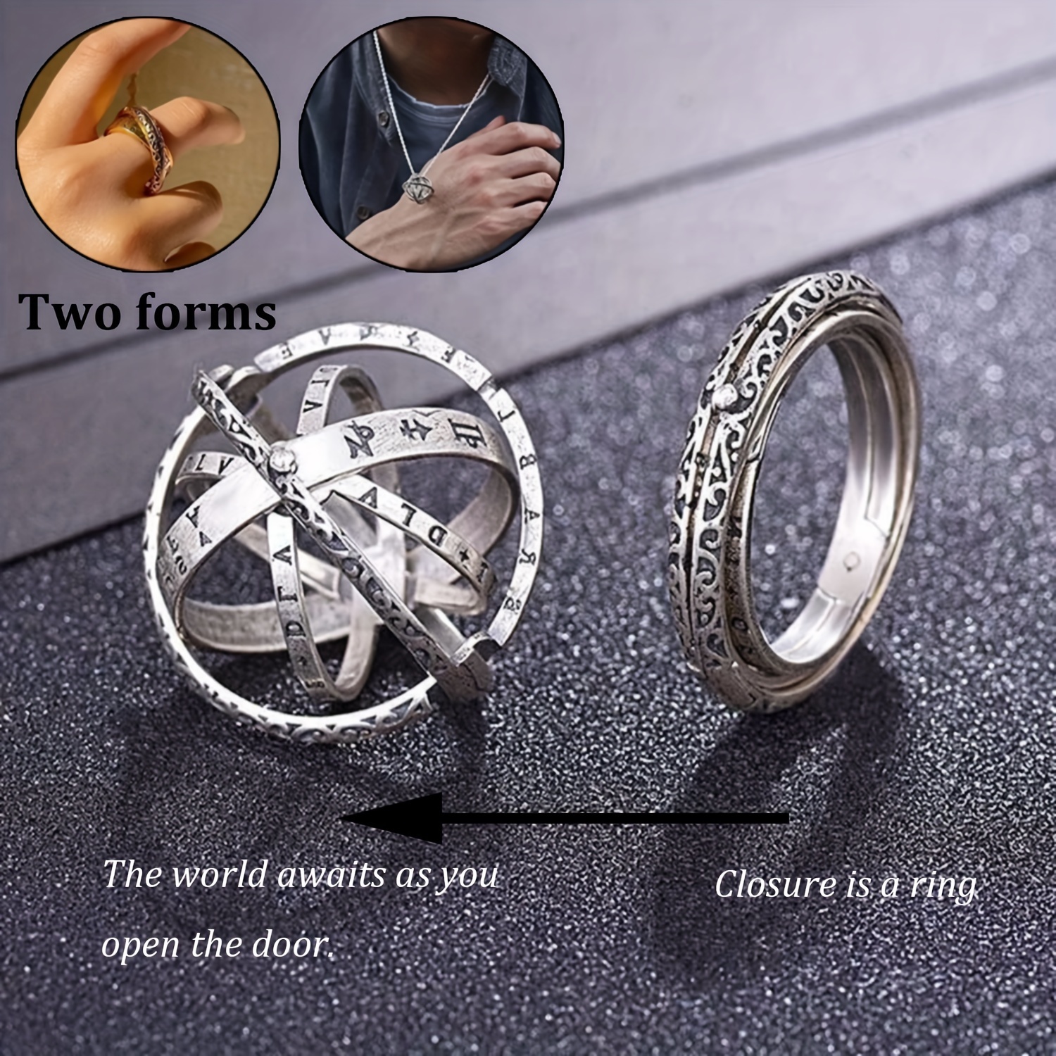 

1pc Rotating Globe Finger Ring, Foldable Universe Ring For Men, Pendant For Jewelry Making